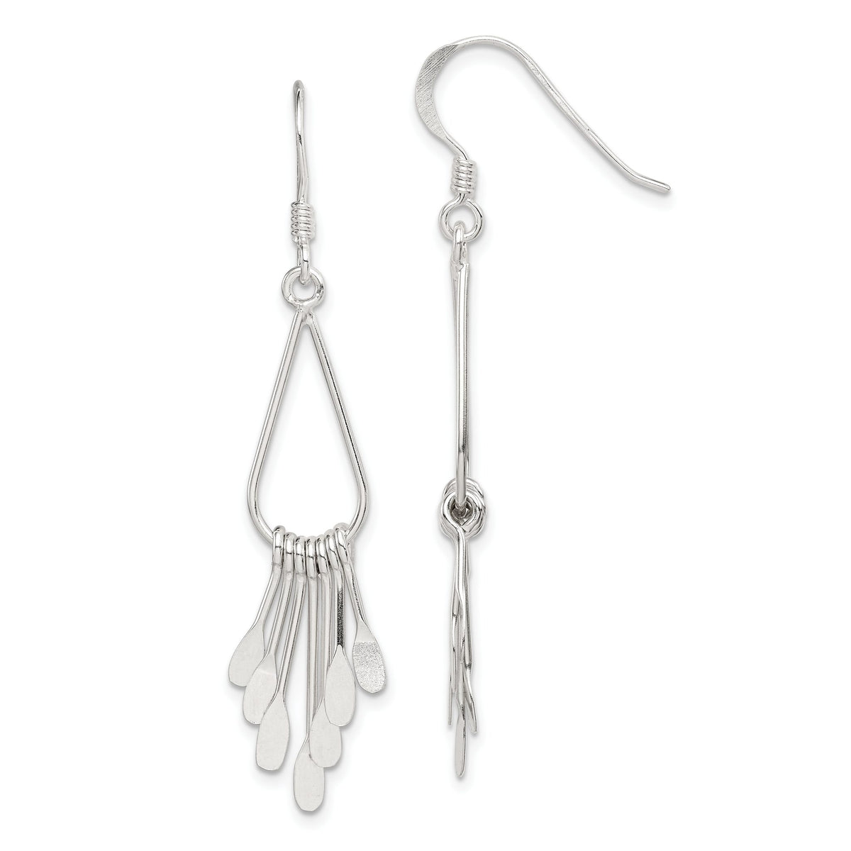 Fancy Teardrop Dangle Earrings in Sterling Silver, Moveable - Sophia Jewelers Main image