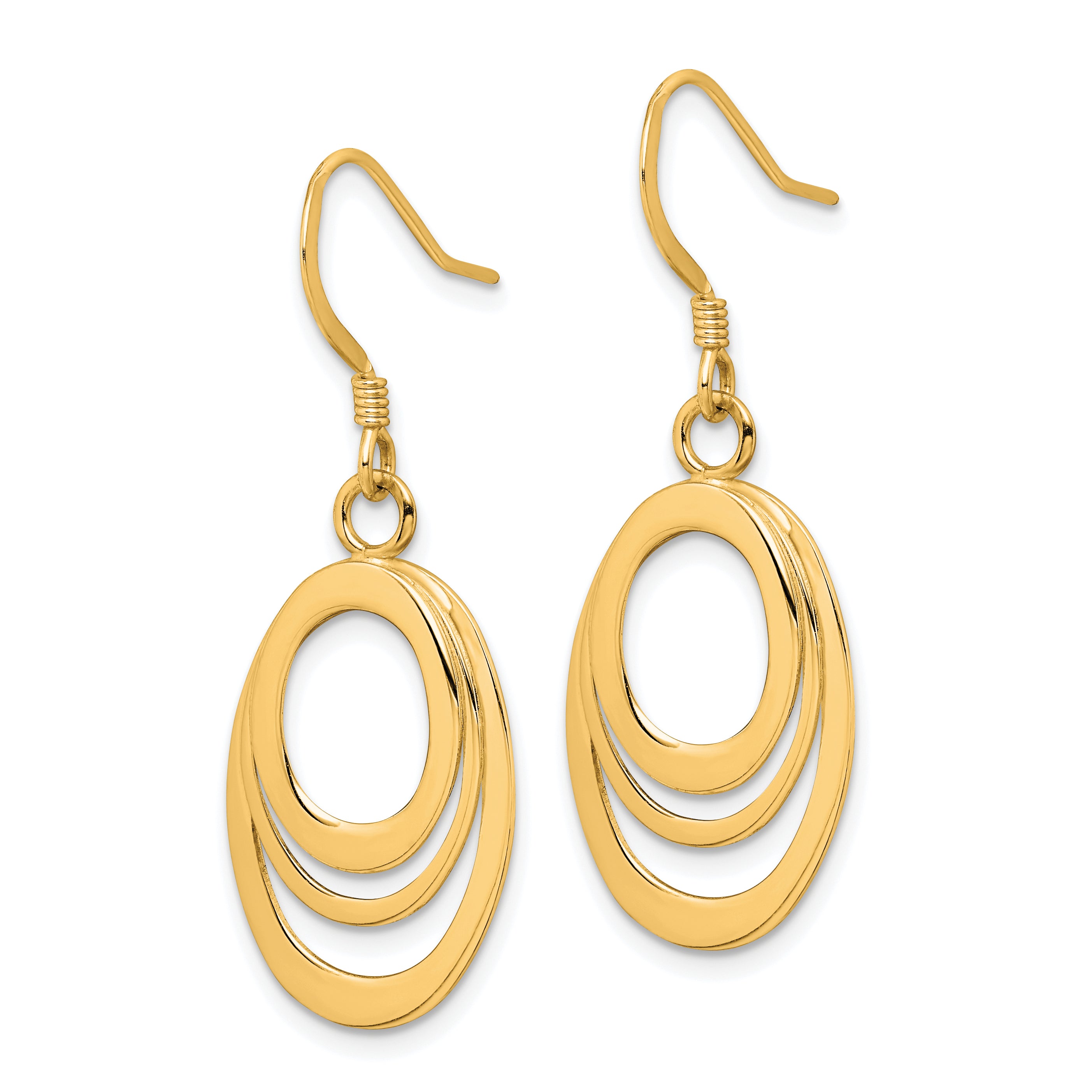 Sterling Silver Flash Gold-plated Polished Triple Oval Dangle Earrings Secondary image