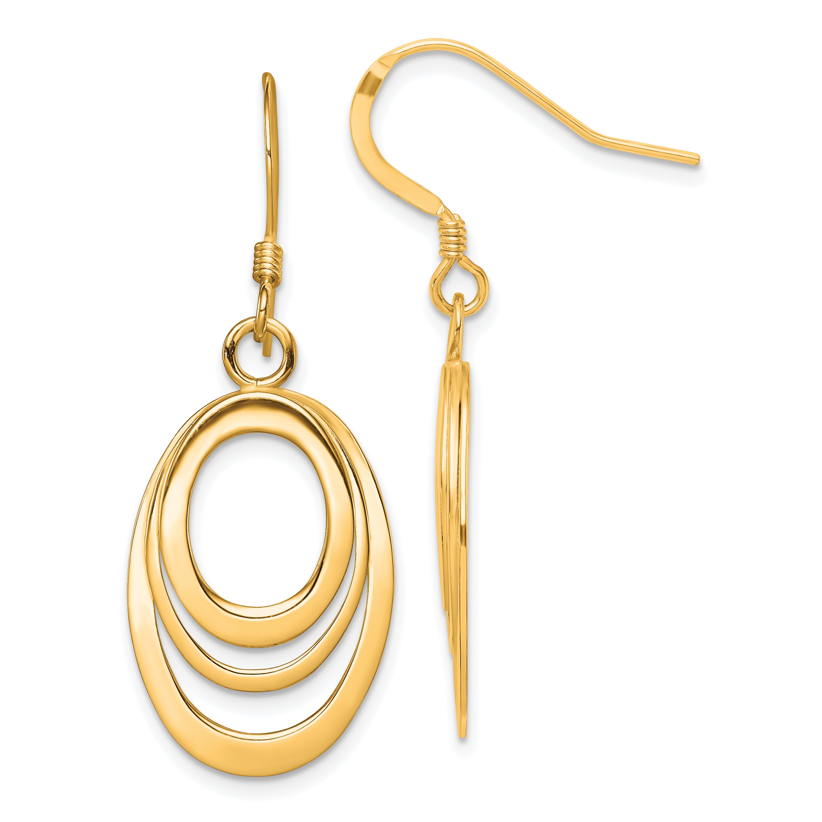 Sterling Silver Flash Gold-plated Polished Triple Oval Dangle Earrings Main image