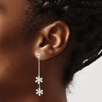 Flower Stud Dangle Earrings in Sterling Silver, 11mm - Sophia Jewelers