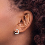 Heart Stud Earrings in Sterling Silver, 10mm - Sophia Jewelers