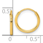 Sterling Silver Gold-tone 1.3mm Polished Endless Hoop Earrings