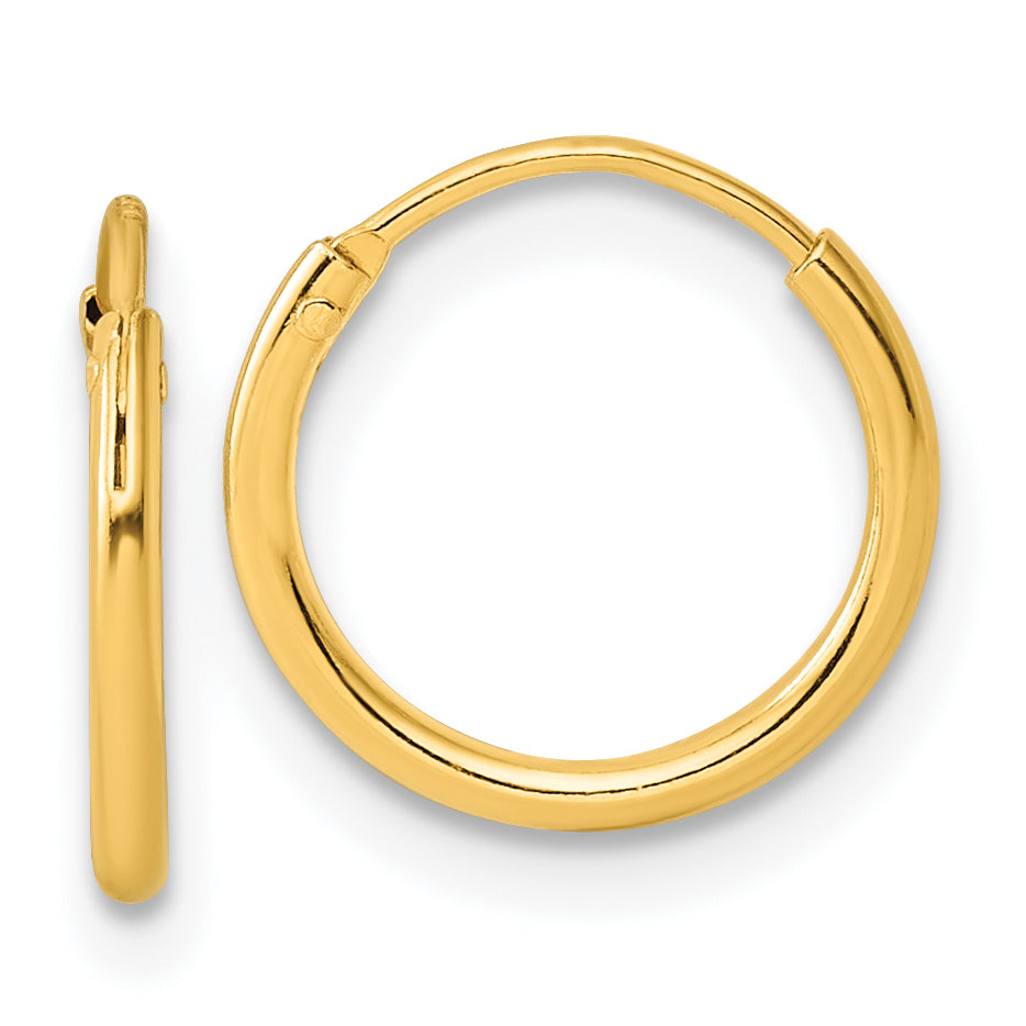 Sterling Silver Gold-tone 1.3mm Polished Endless Hoop Earrings Main image
