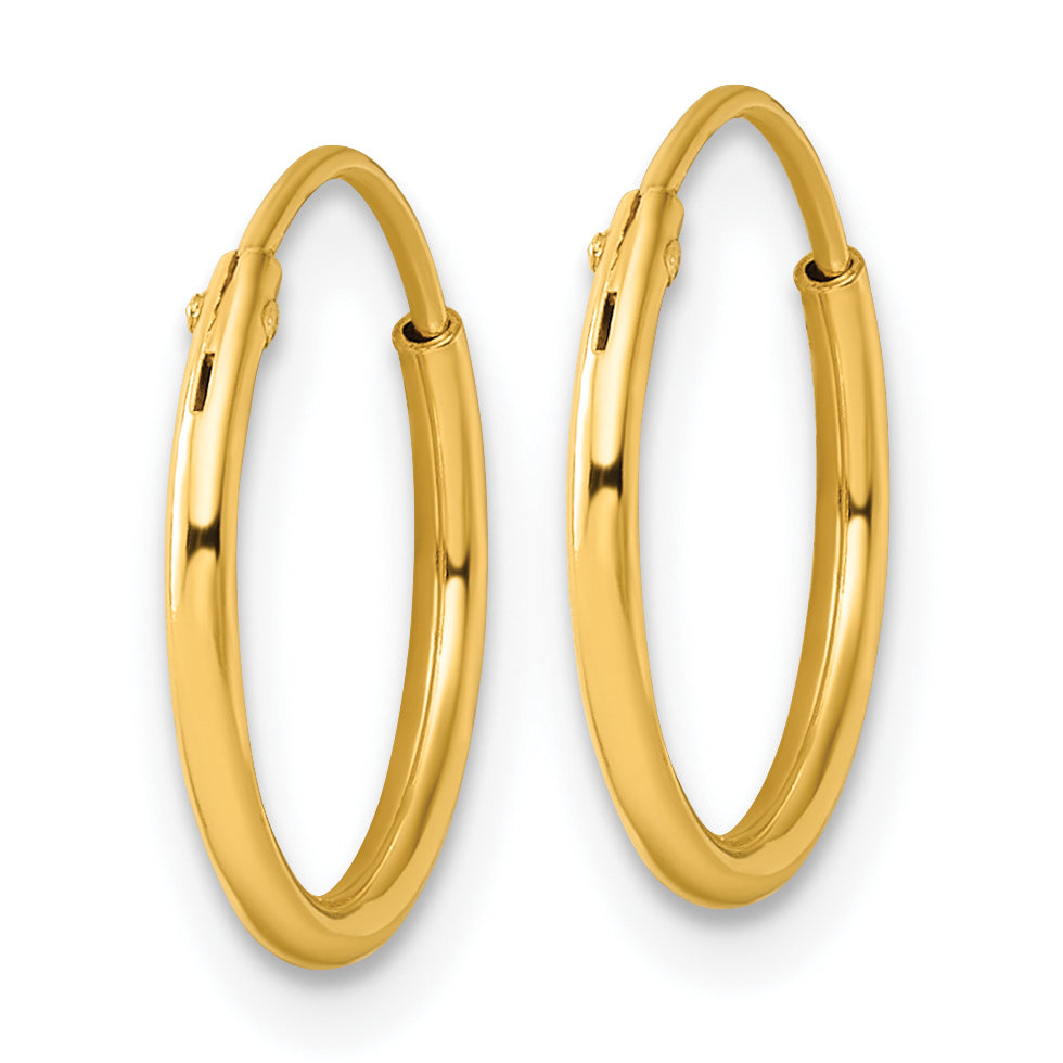 Sterling Silver Gold-tone 1.3mm Polished Endless Hoop Earrings Secondary image