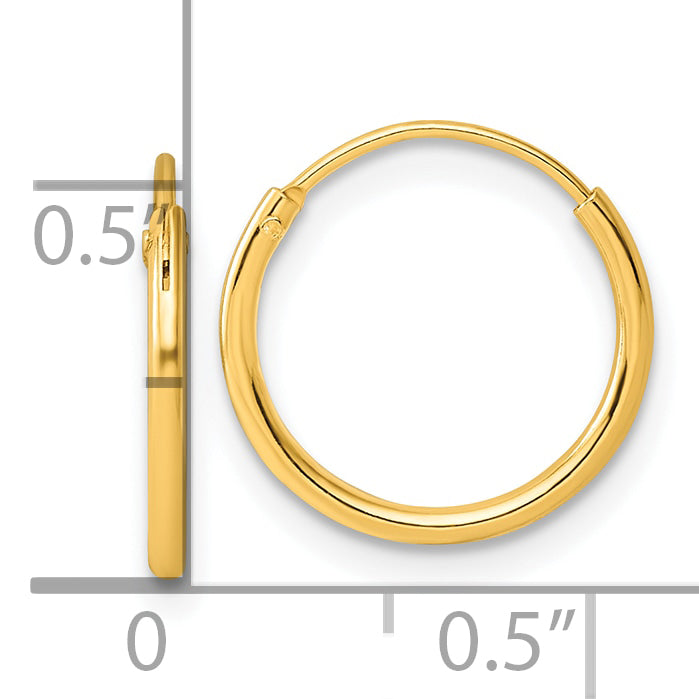 Sterling Silver Gold-tone 1.3mm Polished Endless Hoop Earrings