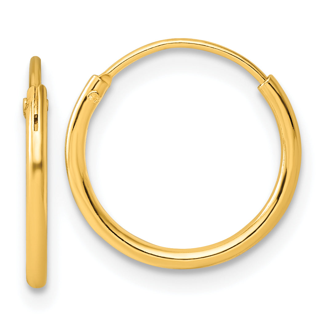 Sterling Silver Gold-tone 1.3mm Polished Endless Hoop Earrings Main image