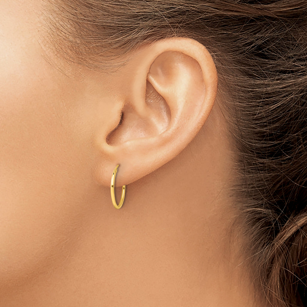 Sterling Silver Gold-tone 1.3mm Polished Endless Hoop Earrings