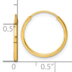 Sterling Silver Gold-tone 1.3mm Polished Endless Hoop Earrings
