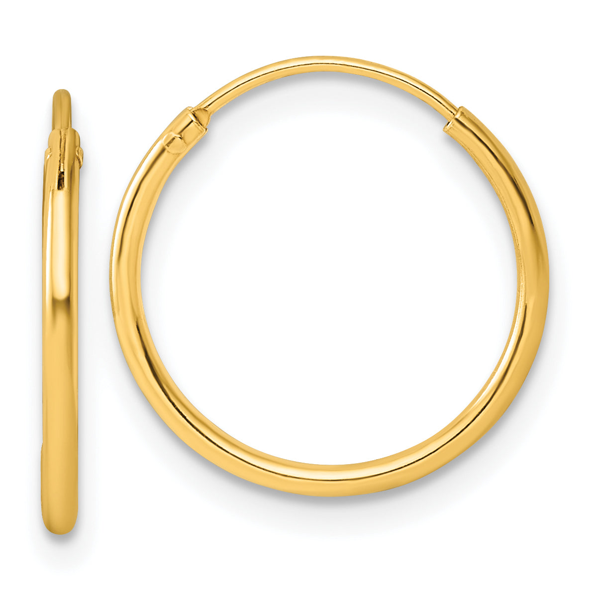 Sterling Silver Gold-tone 1.3mm Polished Endless Hoop Earrings