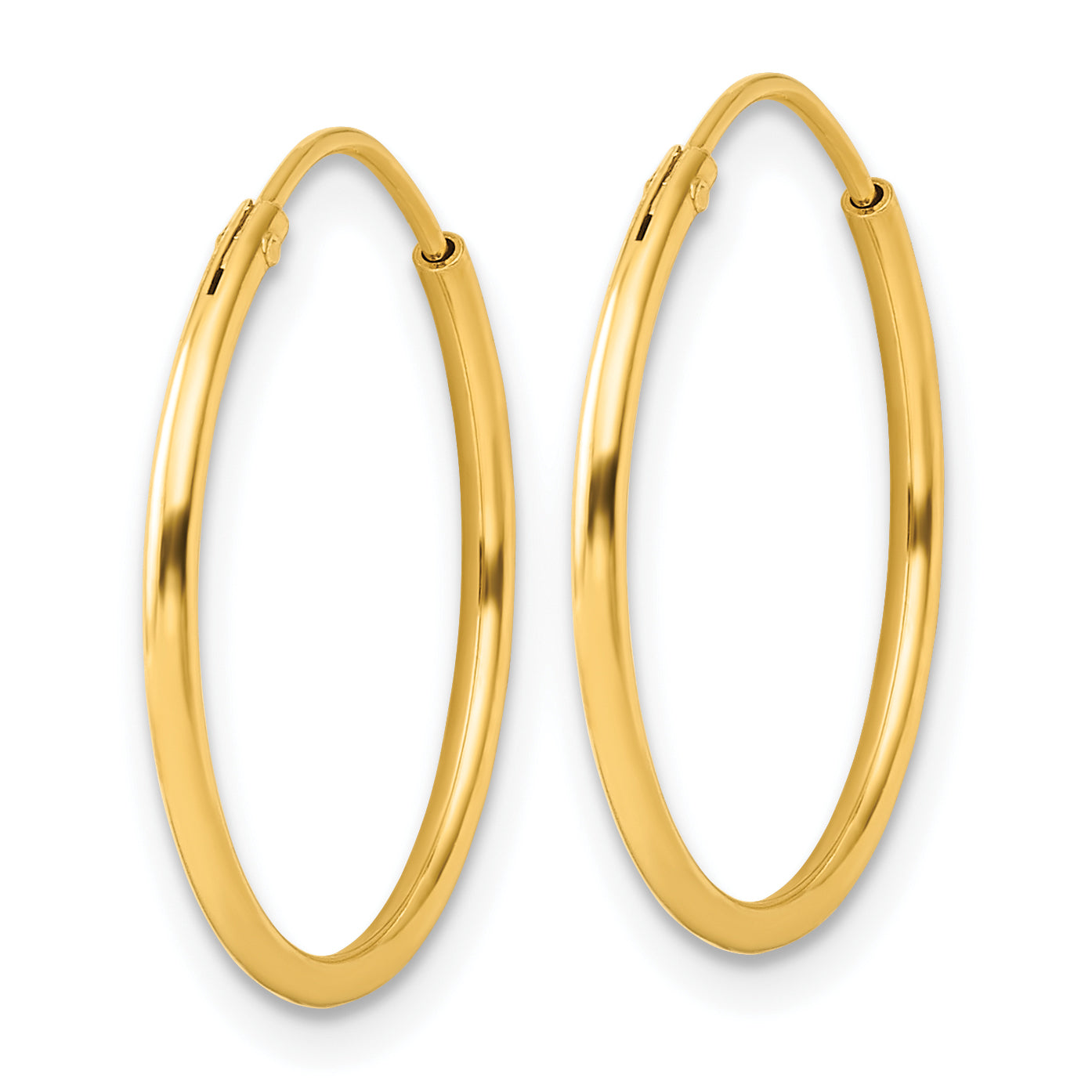 Sterling Silver Gold-tone 1.3mm Polished Endless Hoop Earrings Secondary image