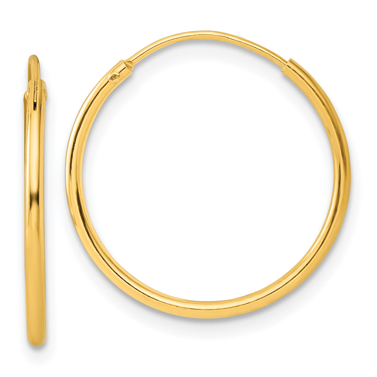 Sterling Silver Gold-tone 1.3mm Polished Endless Hoop Earrings