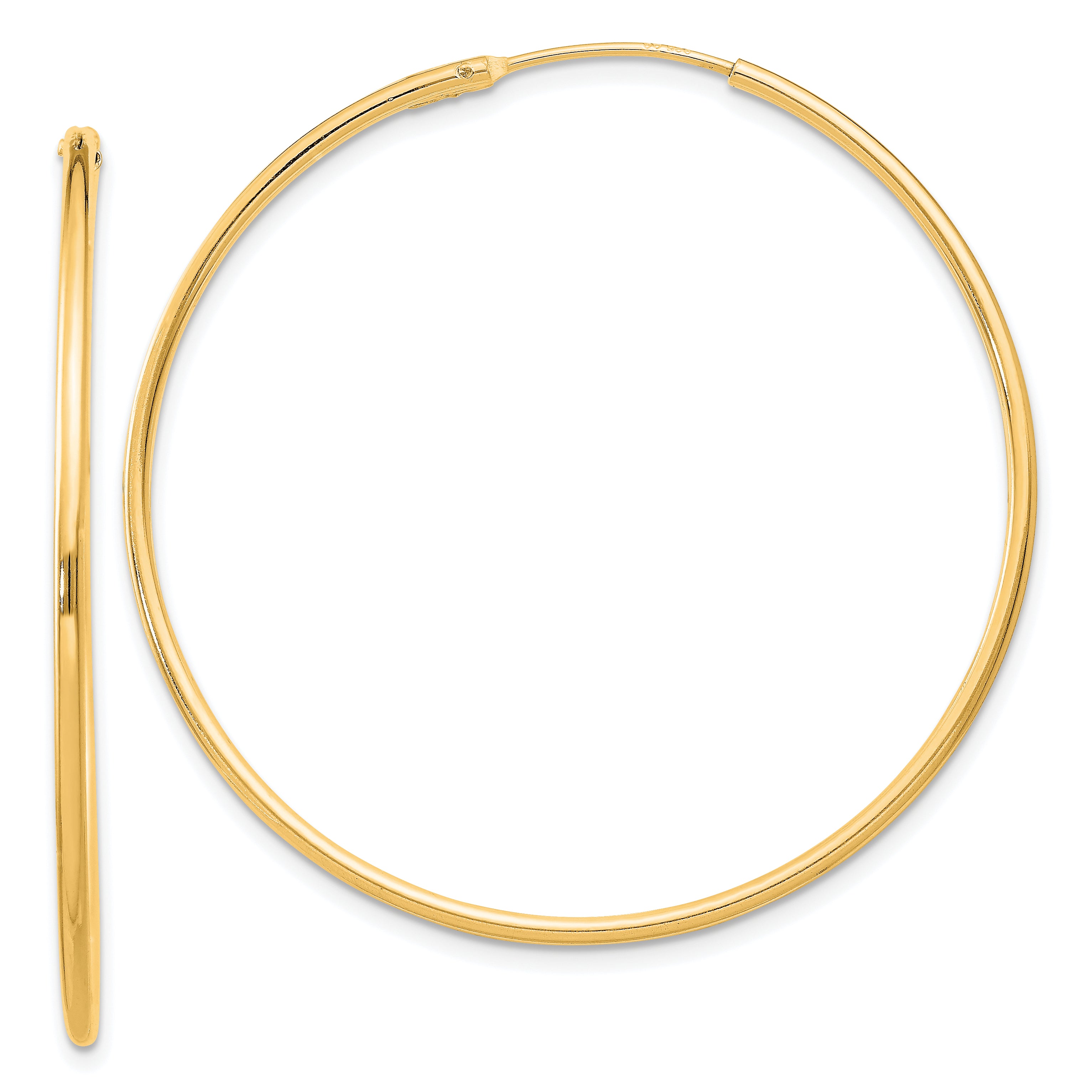 Sterling Silver Flash Gold-plated 1.3mm Endless Hoop Earrings Main image