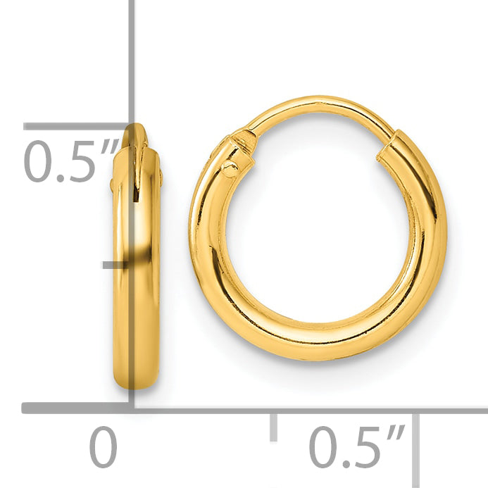 Sterling Silver Flash Gold-plated 2mm Endless Hoop Earrings