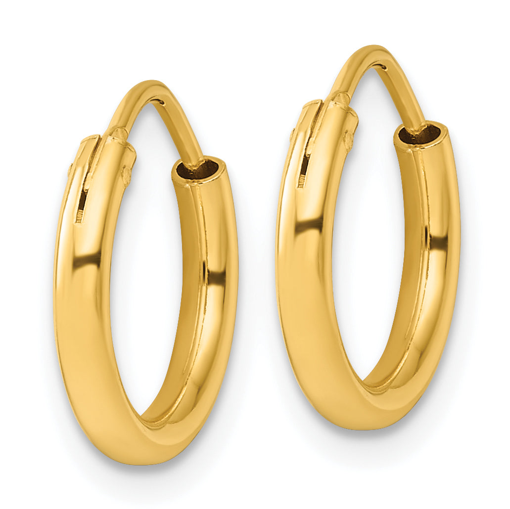 Sterling Silver Flash Gold-plated 2mm Endless Hoop Earrings Secondary image