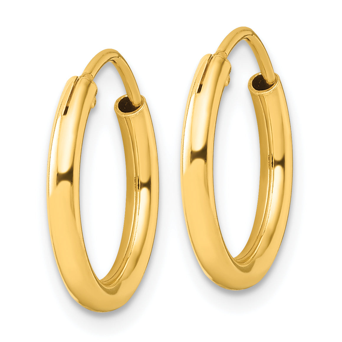 Sterling Silver Flash Gold-plated 2mm Hoop Earrings Secondary image