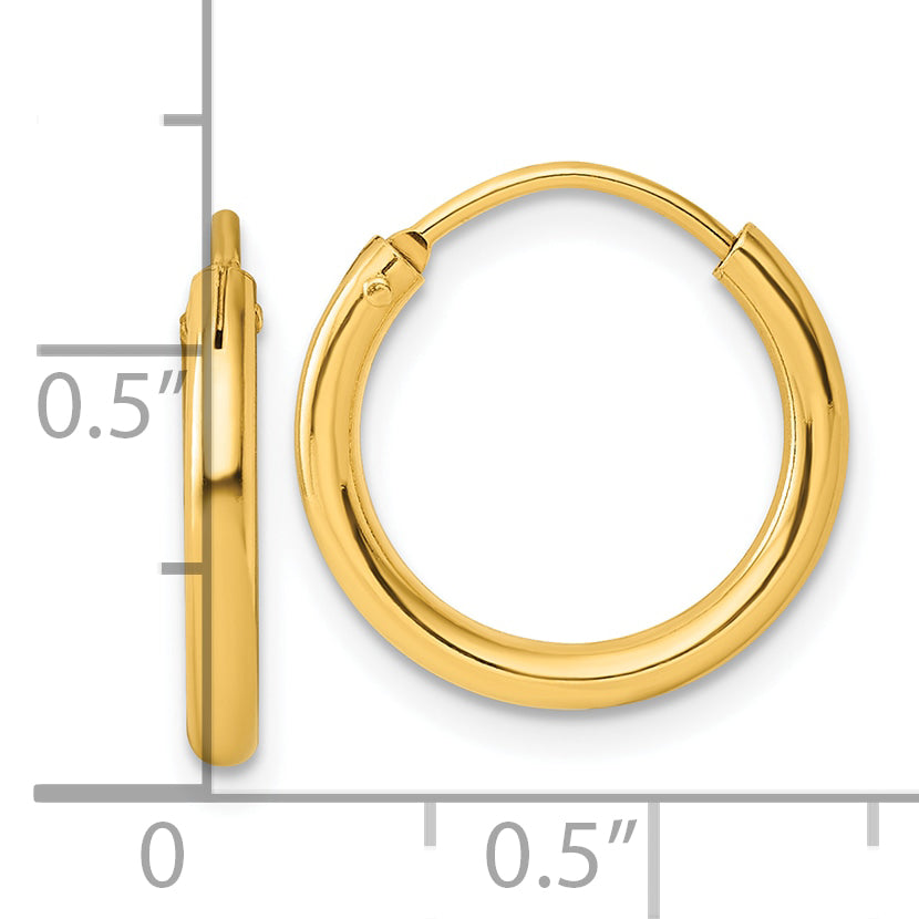 Sterling Silver Flash Gold-plated 2mm Hoop Earrings