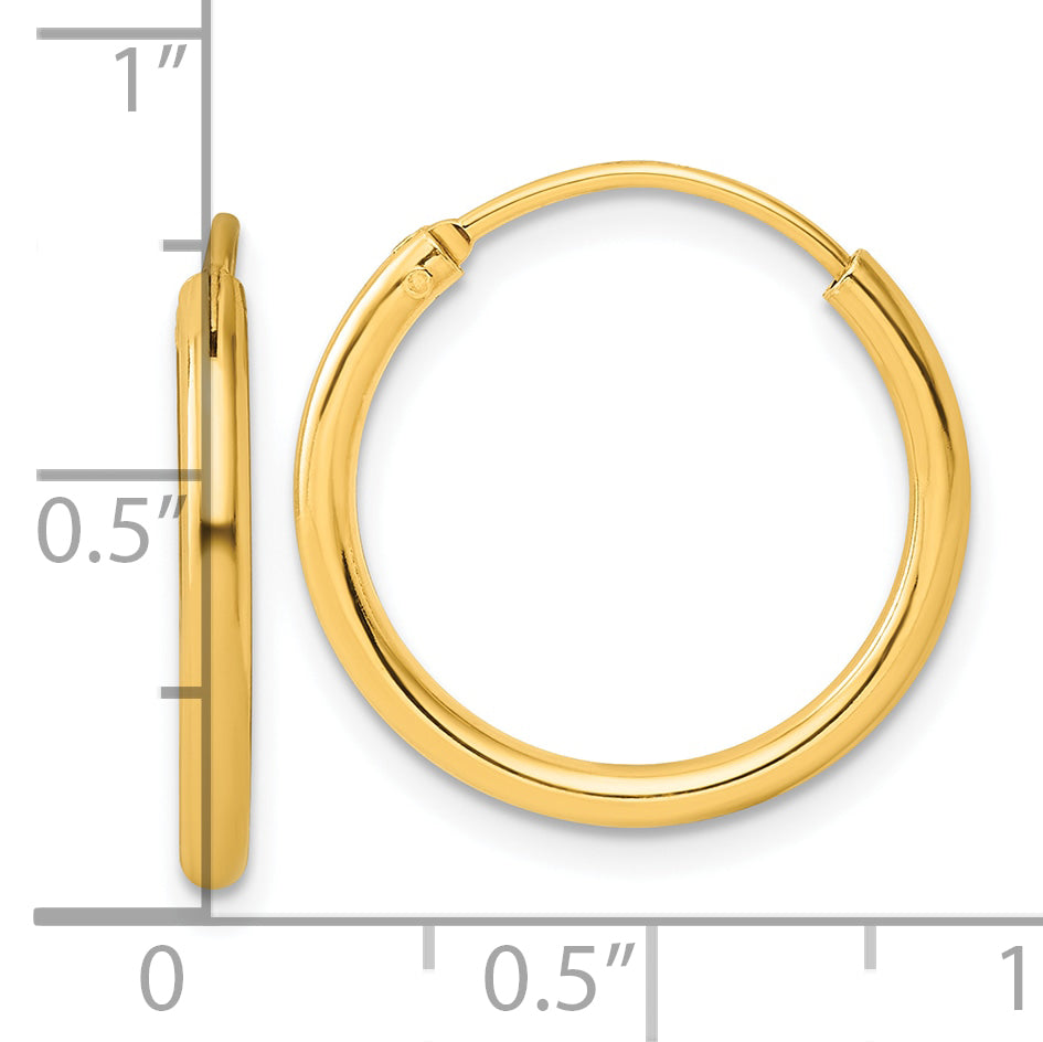 Sterling Silver Flash Gold-plated 2mm Hoop Earrings