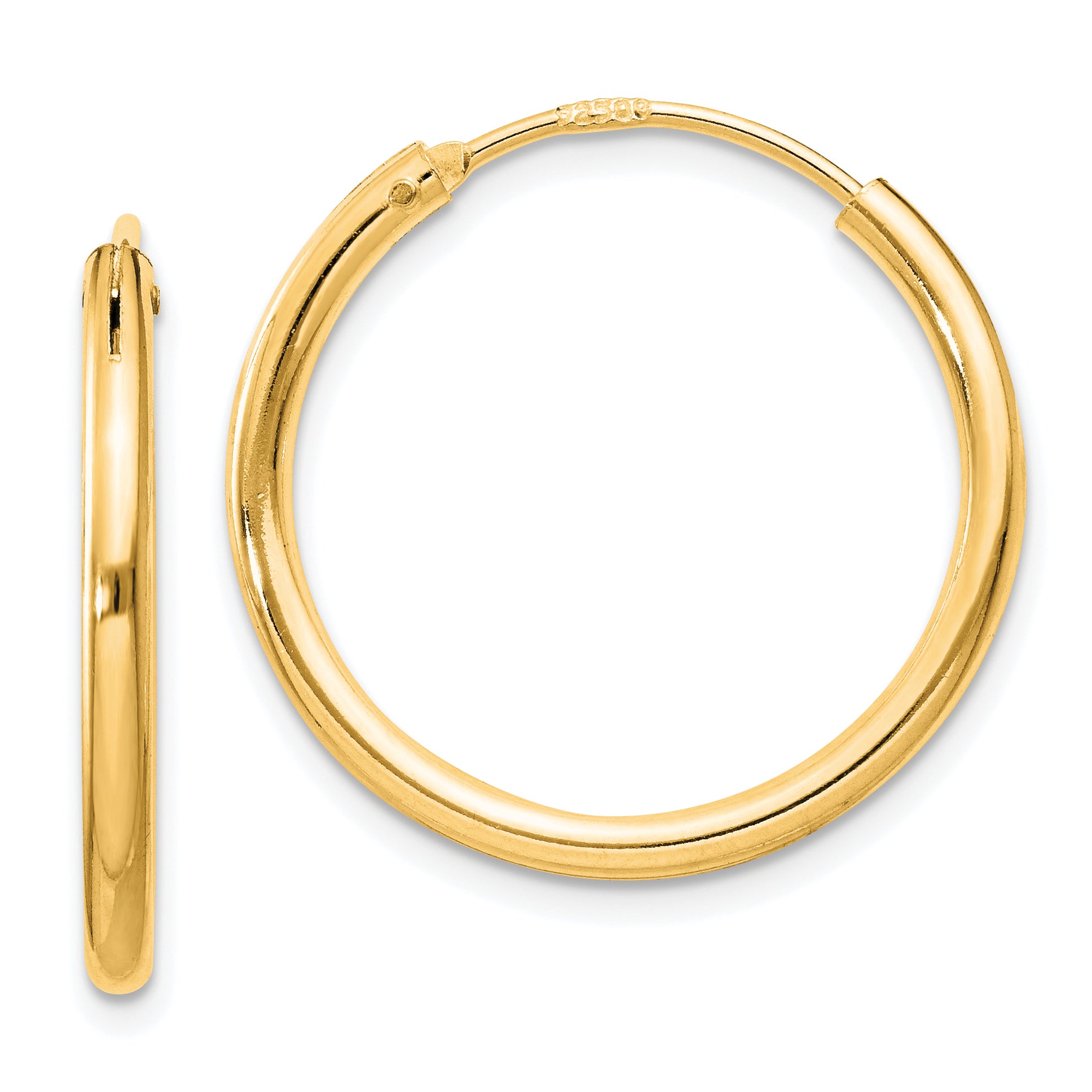 Sterling Silver Flash Gold-plated 2mm Endless Hoop Earrings