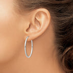 Hoop Earrings in Sterling Silver, 2x36mm - Sophia Jewelers