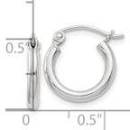 Sterling Silver 2mm Round Hoop Earrings