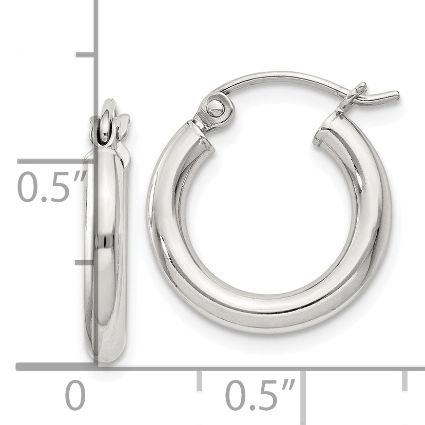 Sterling Silver 2.5mm Round Hoop Earrings