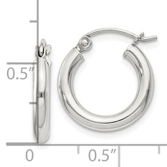 Sterling Silver 2.5mm Round Hoop Earrings