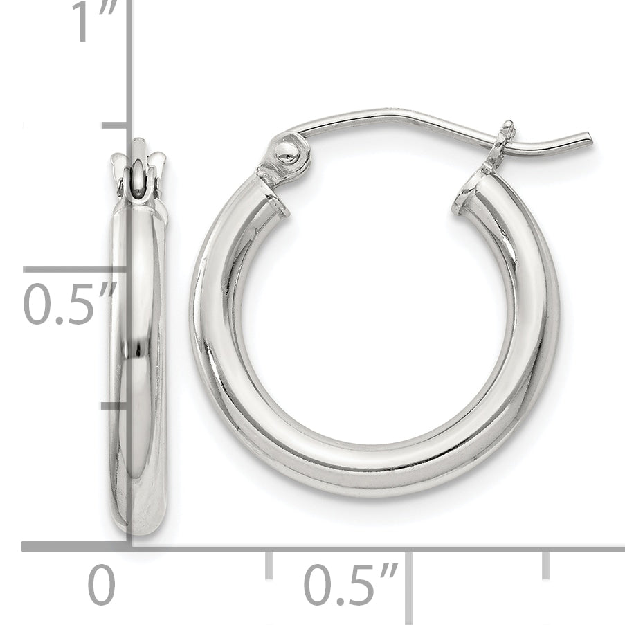 Sterling Silver 2.5mm Round Hoop Earrings