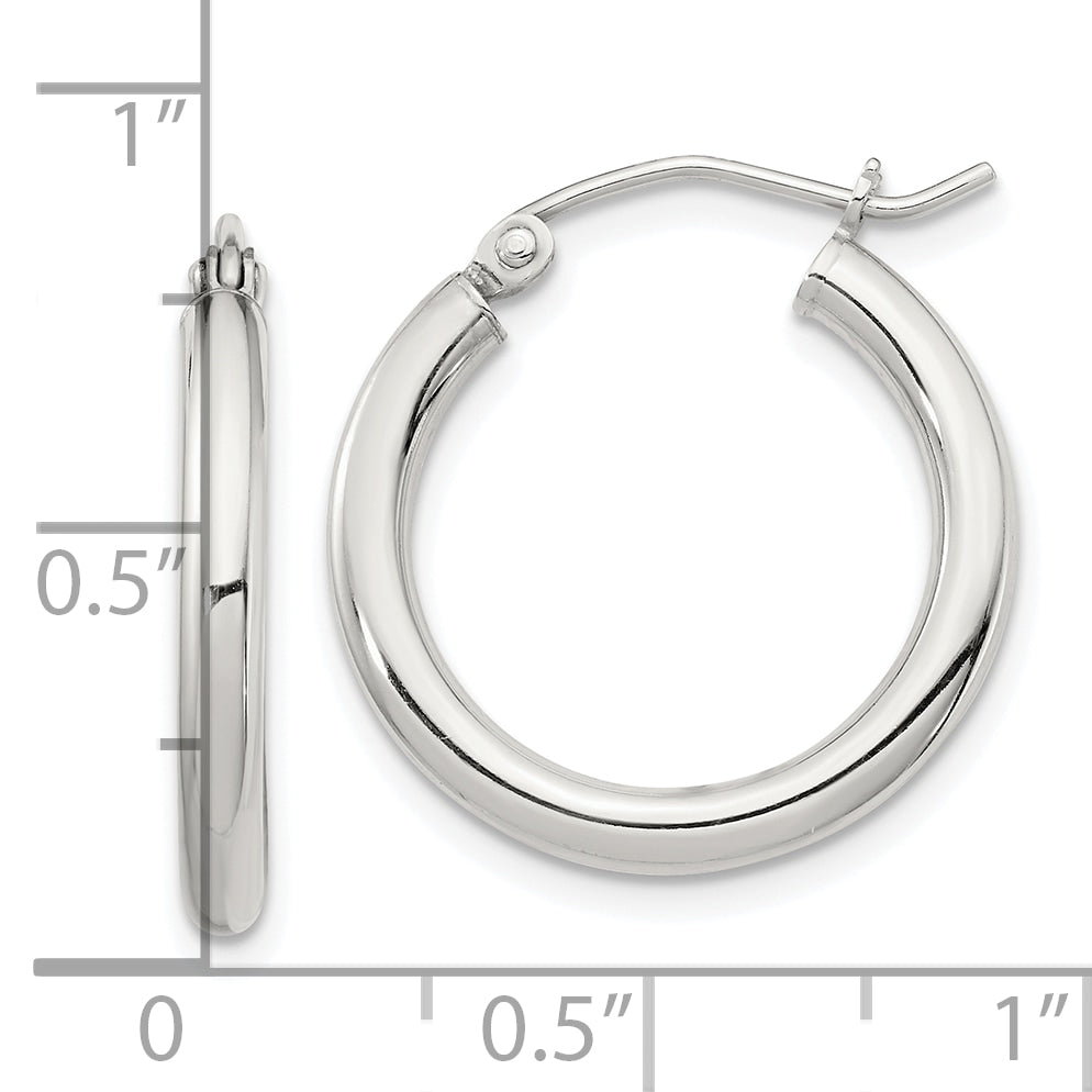Sterling Silver 2.5mm Round Hoop Earrings