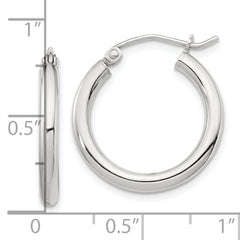Sterling Silver 2.5mm Round Hoop Earrings