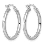 Sterling Silver Rhodium-plated 2.5mm Round Hoop Earrings - Sophia Jewelers