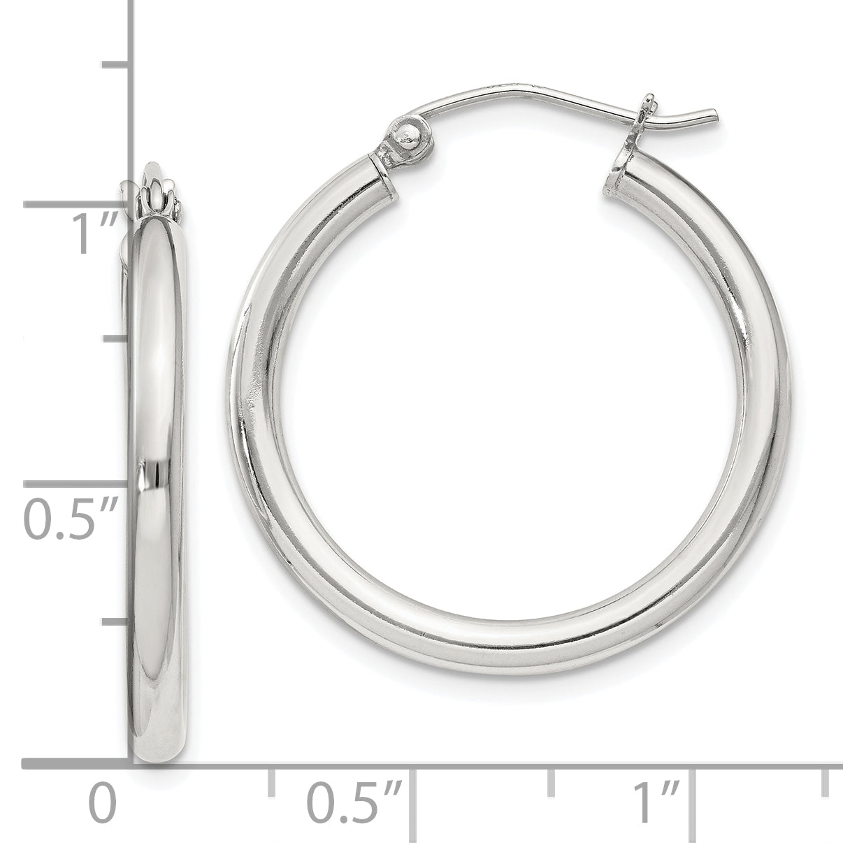 Sterling Silver 2.5mm Round Hoop Earrings