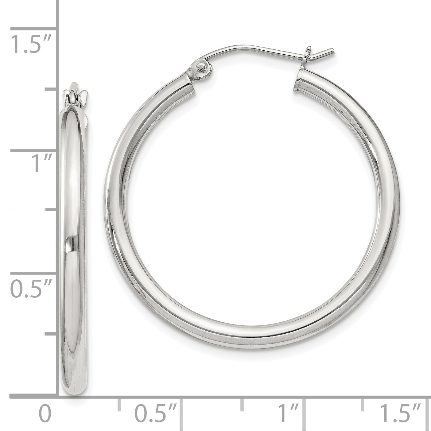 Sterling Silver 2.5mm Round Hoop Earrings