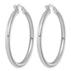 Sterling Silver Rhodium-Plated 2.5mm Round Hoop Earrings, 36mm