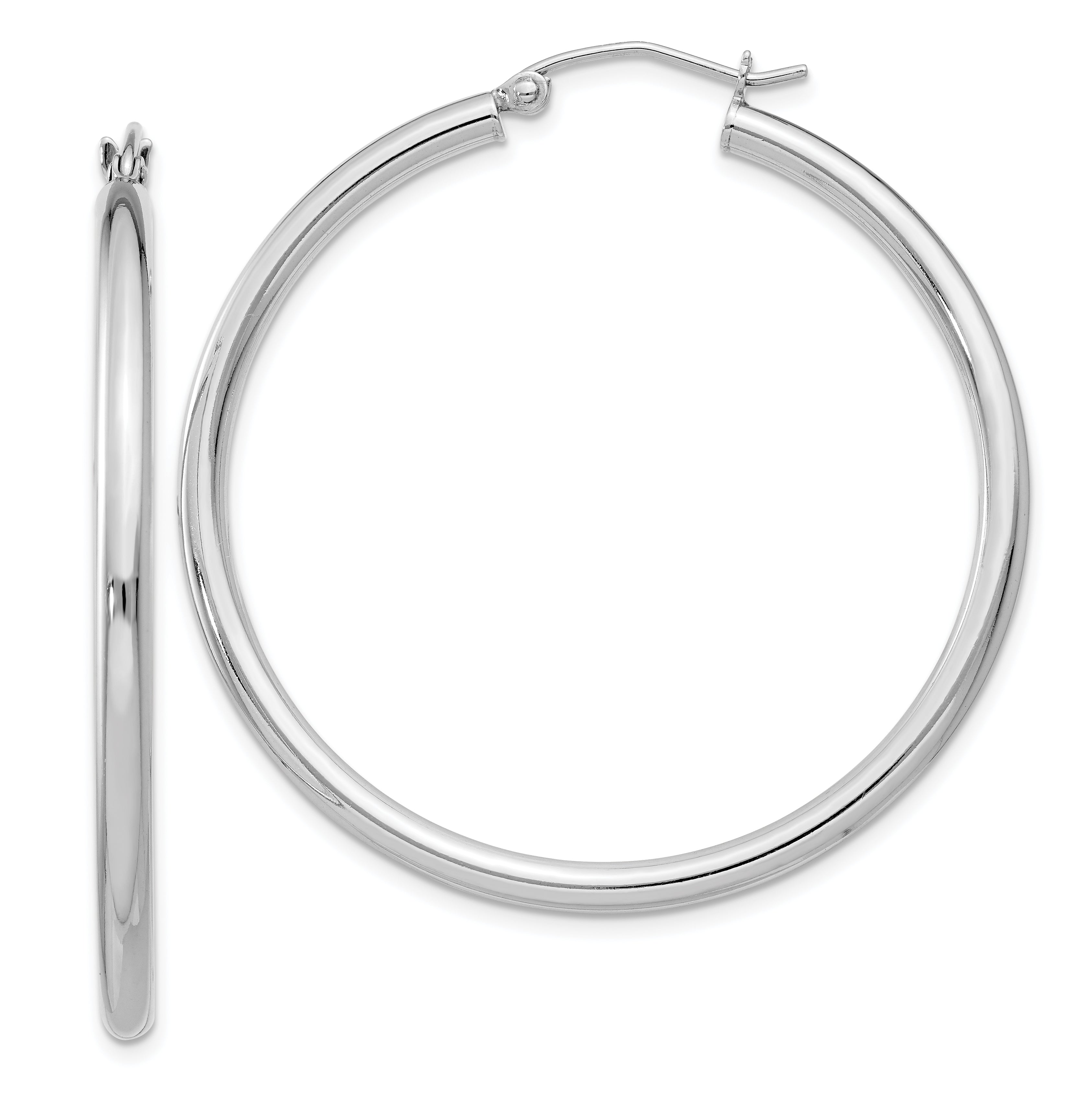 Sterling Silver Rhodium-plated 2.5mm Round Hoop Earrings Main image
