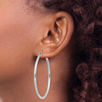 Sterling Silver Rhodium-plated 2.5mm Round Hoop Earrings - Sophia Jewelers