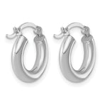 Sterling Silver Rhodium-Plated 3mm Round Hoop Earrings, 16mm