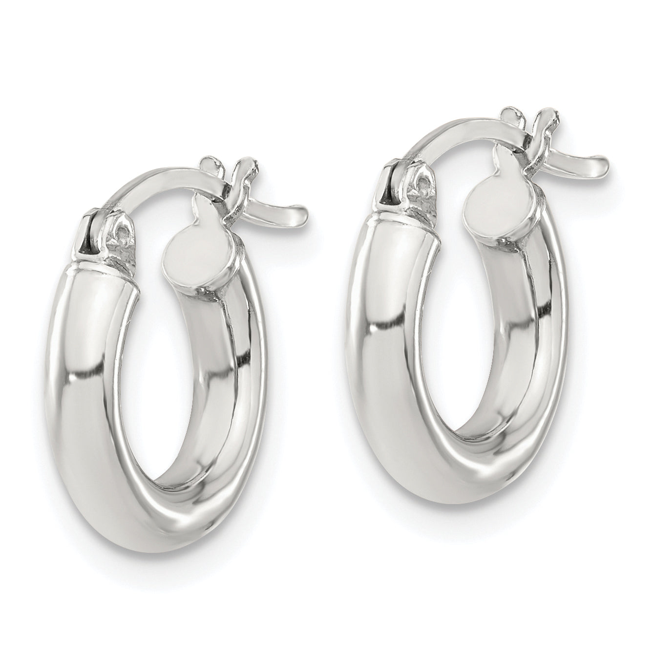 Sterling Silver 3mm Round Hoop Earrings Secondary image