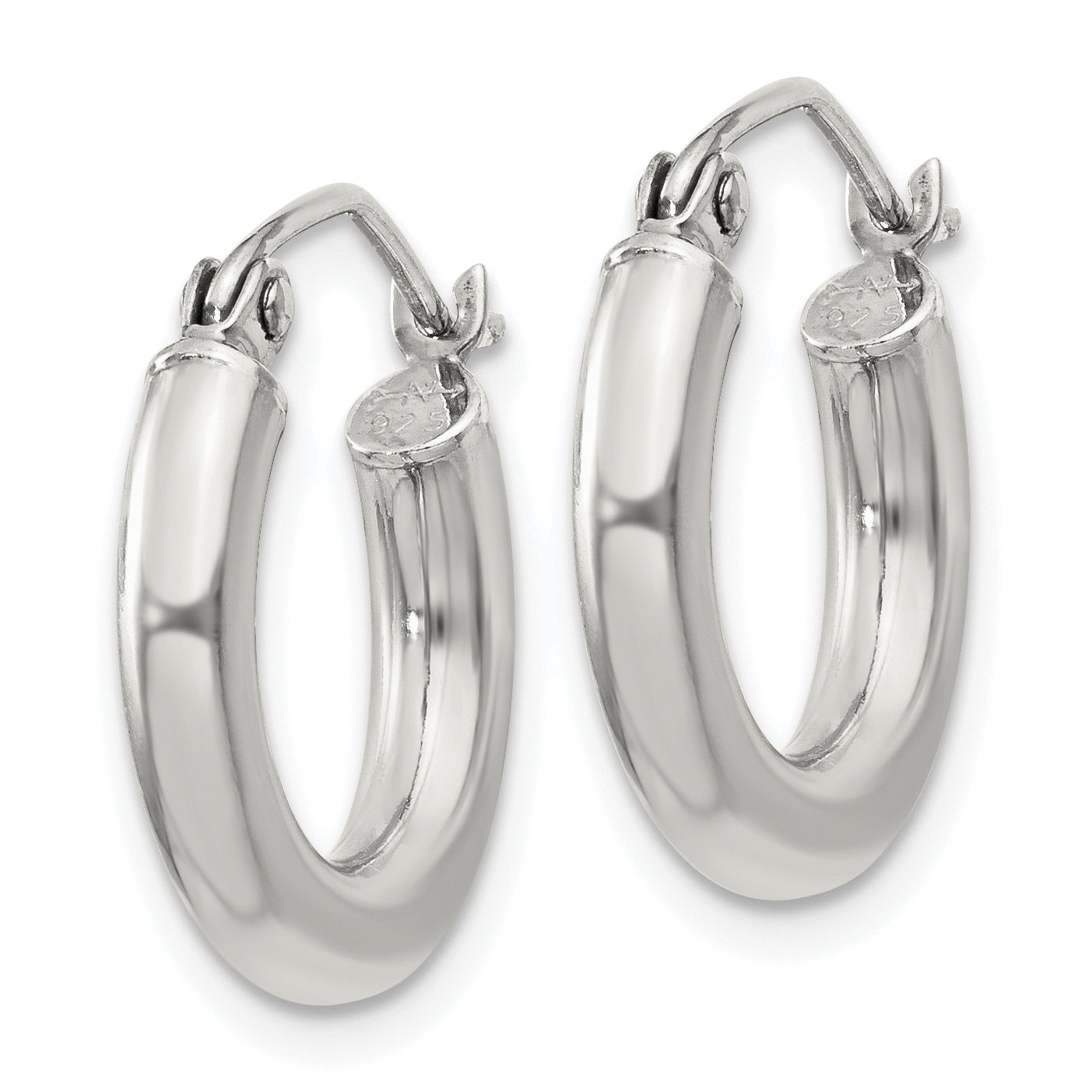 Sterling Silver 3mm Round Hoop Earrings Secondary image