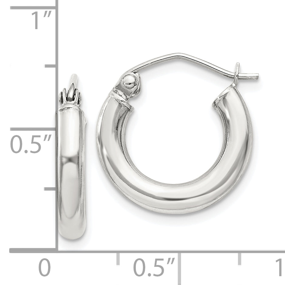 Sterling Silver 3mm Round Hoop Earrings