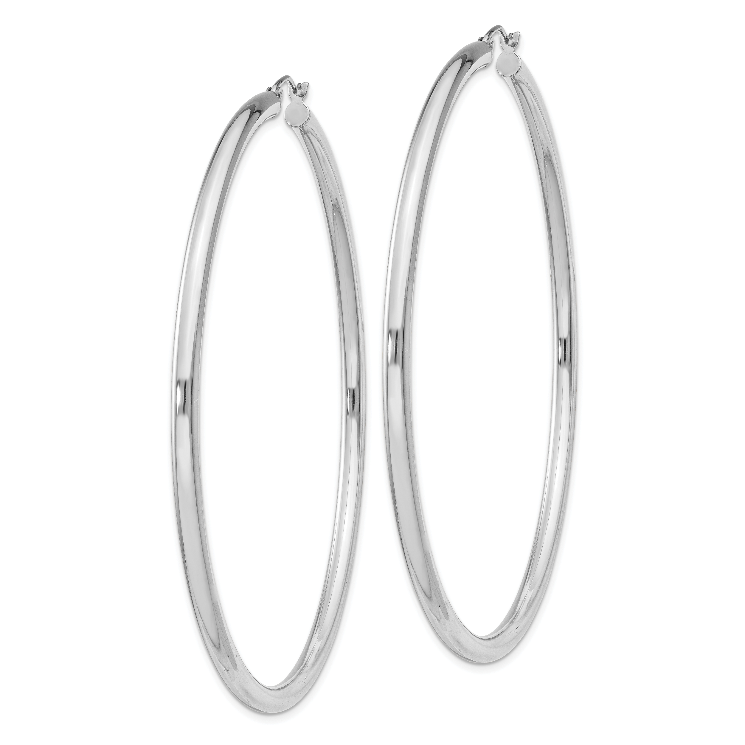 Sterling Silver Rhodium-plated 3mm Round Hoop Earrings Secondary image