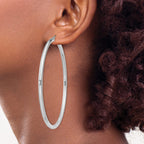 Sterling Silver Rhodium-plated 3mm Round Hoop Earrings - Sophia Jewelers