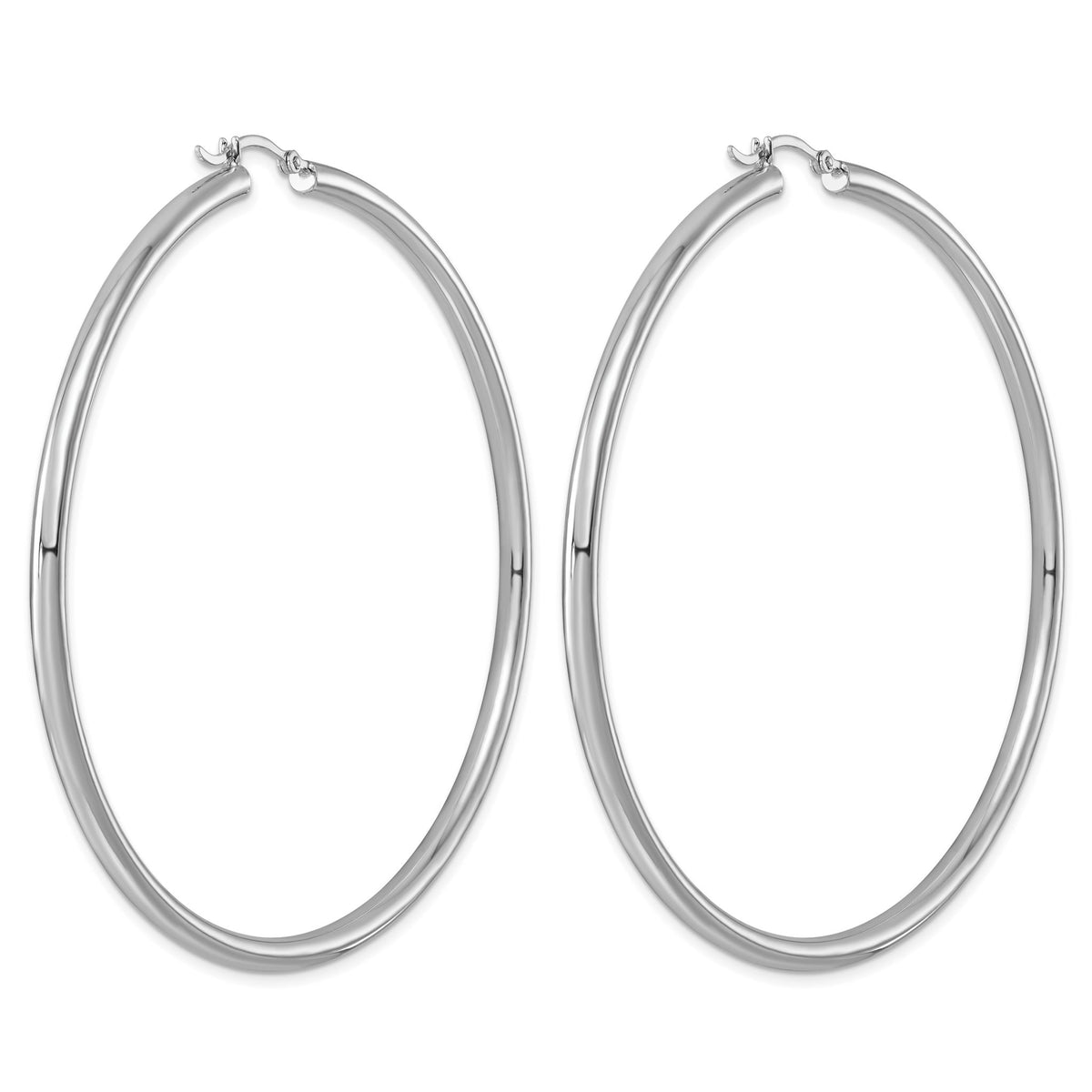 Sterling Silver Rhodium-plated 3mm Round Hoop Earrings - Sophia Jewelers