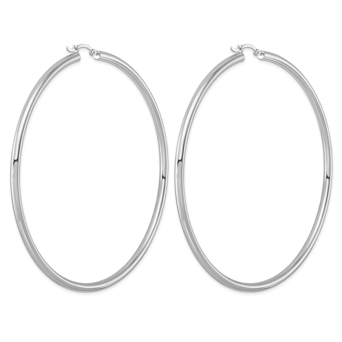 Sterling Silver Rhodium-plated 3mm Round Hoop Earrings - Sophia Jewelers