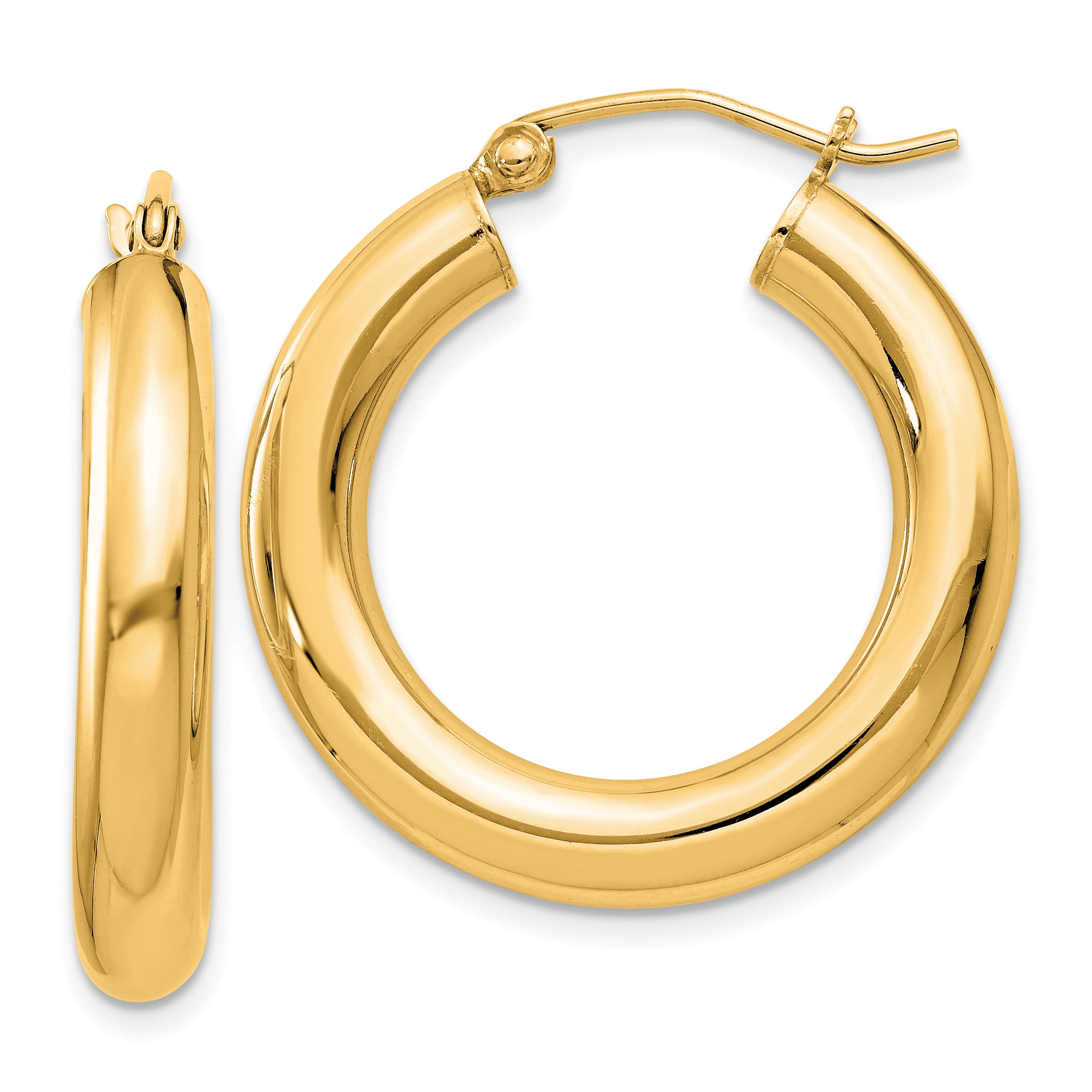 Sterling Silver Flash Gold-plated 4mm Round Hoop Earrings Main image