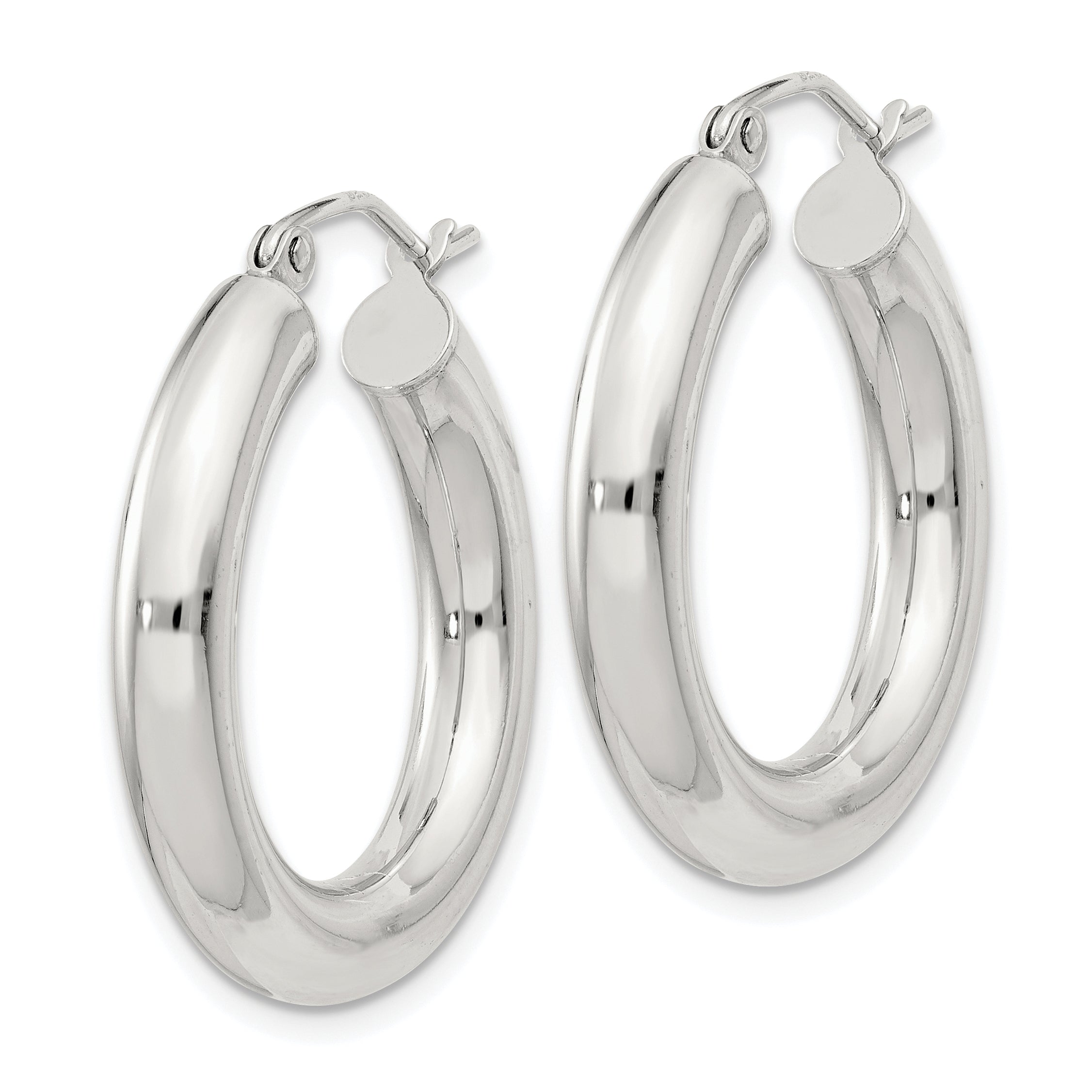 Sterling Silver 4mm Round Hoop Earrings Secondary image