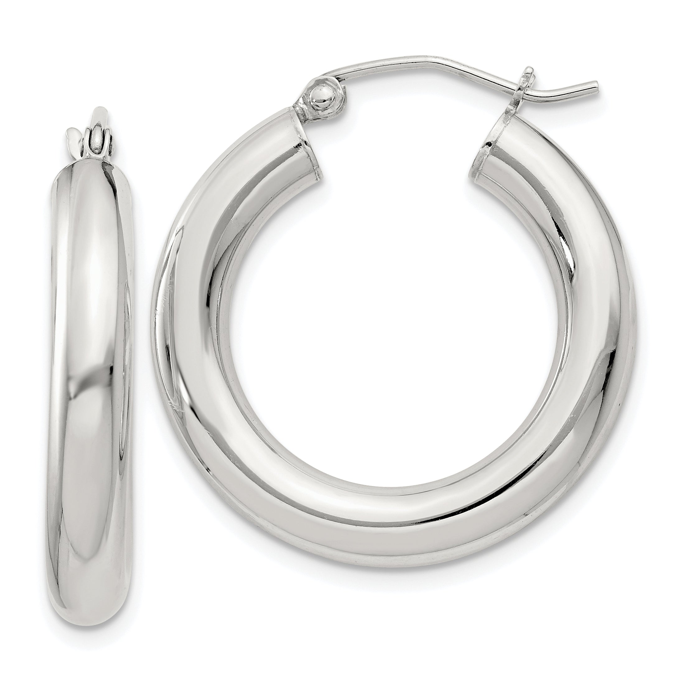 Sterling Silver 4mm Round Hoop Earrings Main image