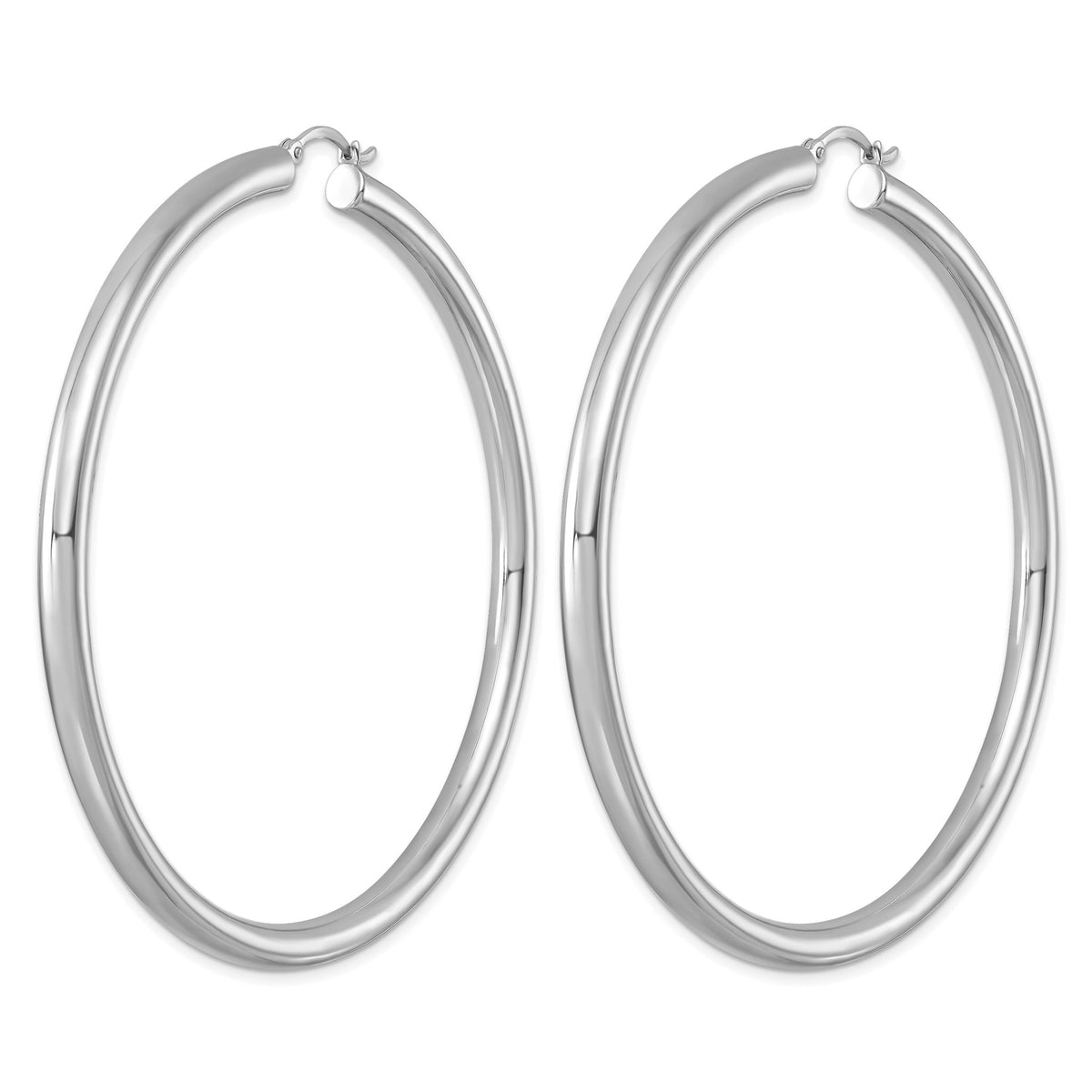 Sterling Silver Rhodium-plated 4mm Round Hoop Earrings - Sophia Jewelers
