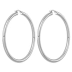Sterling Silver Rhodium-plated 4mm Round Hoop Earrings - Sophia Jewelers
