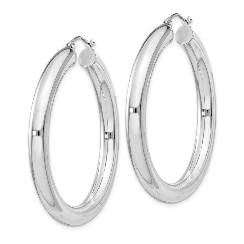 Sterling Silver Rhodium-plated 5mm Round Hoop Earrings