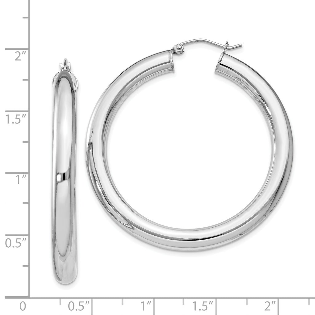 Sterling Silver Rhodium-plated 5mm Round Hoop Earrings